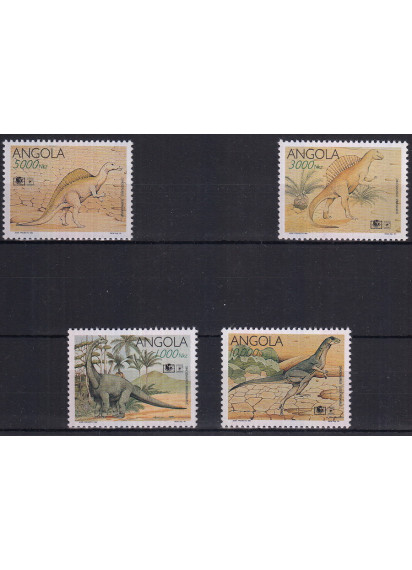 ANGOLA francobolli sui dinosauri serie completa nuova Yvert e Tellier 930-3
